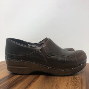 Dansko Phoebe Brown Leather Professional Clogs Shoes Women's 38 EU / 7.5-8 US